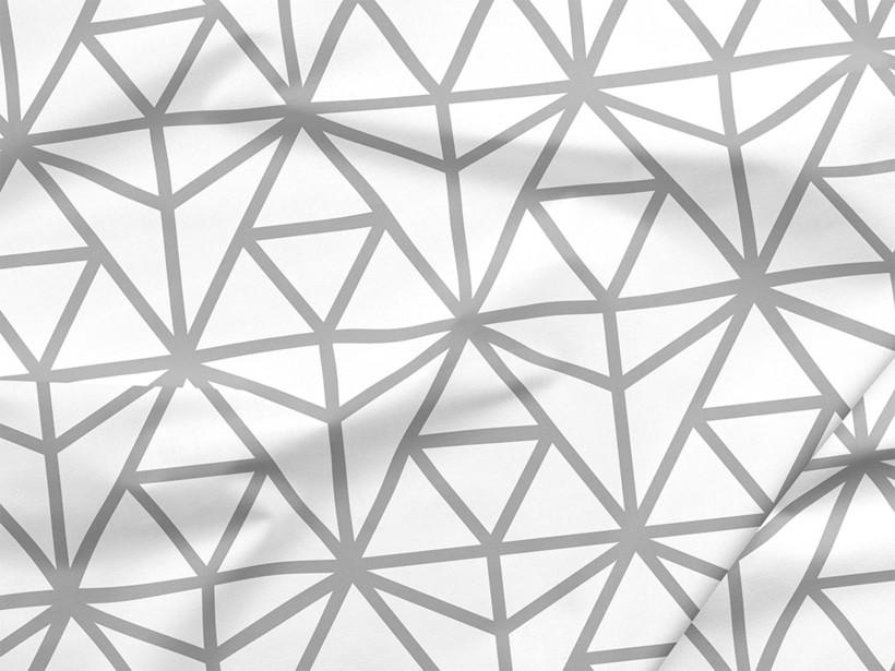 Bavlnené plátno - sivé geometrické tvary na bielom