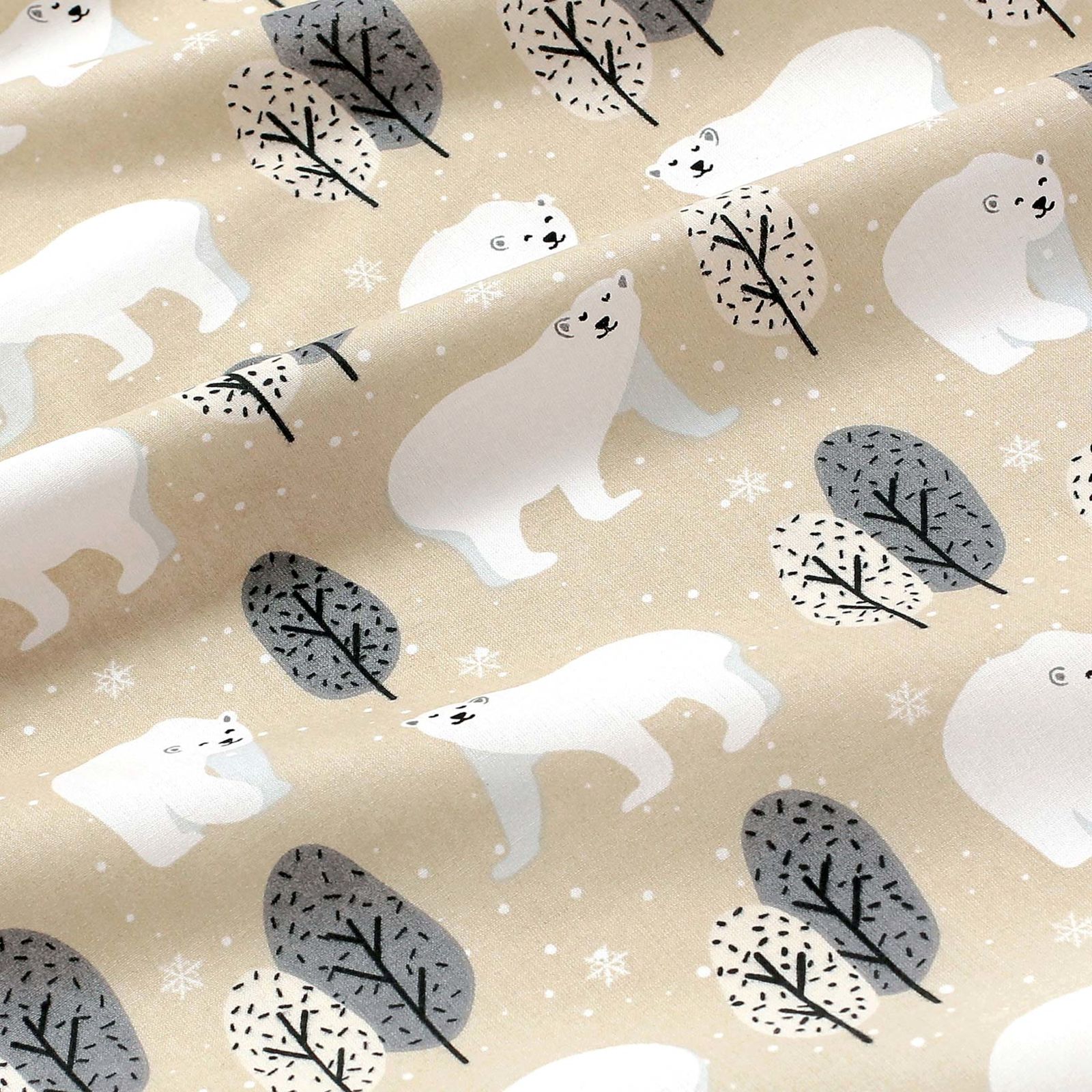 Vianočné bavlnené plátno - ľadové medvede