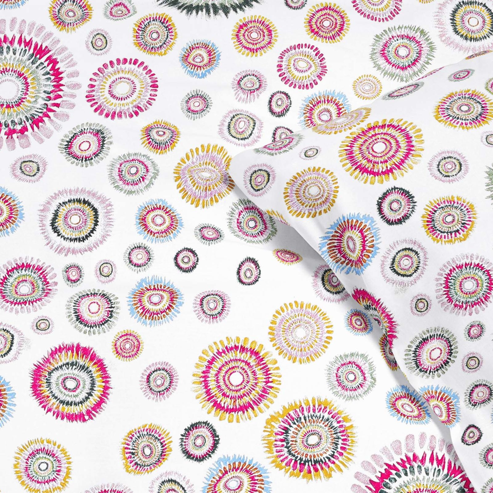 Flanelové posteľné obliečky - batikované kruhy
