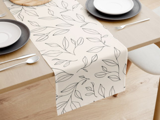 Behúň na stôl 100% bavlnené plátno - listy na režnom