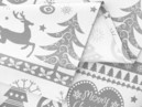 Vianočný bavlnený obrus - vzor vianočné symboly na bielom