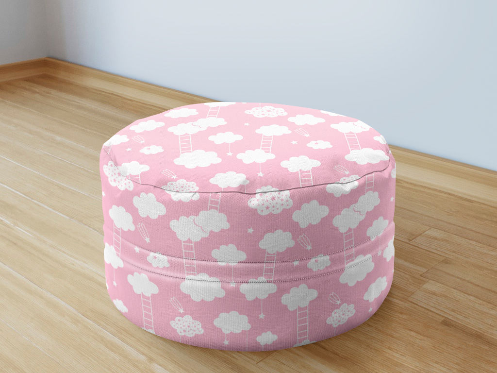 Detský bavlnený sedacie bobek 50x20cm - mráčky na svetle ružovom