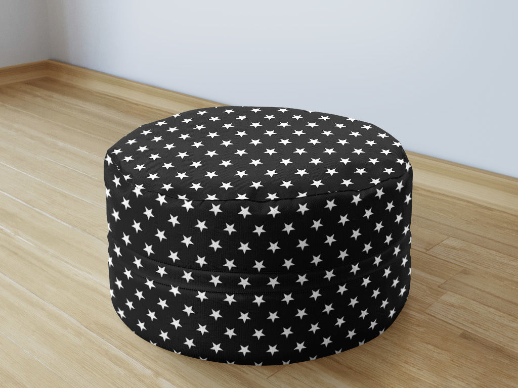 Bavlnený sedacie bobek 50x20cm - biele hviezdičky na čiernom
