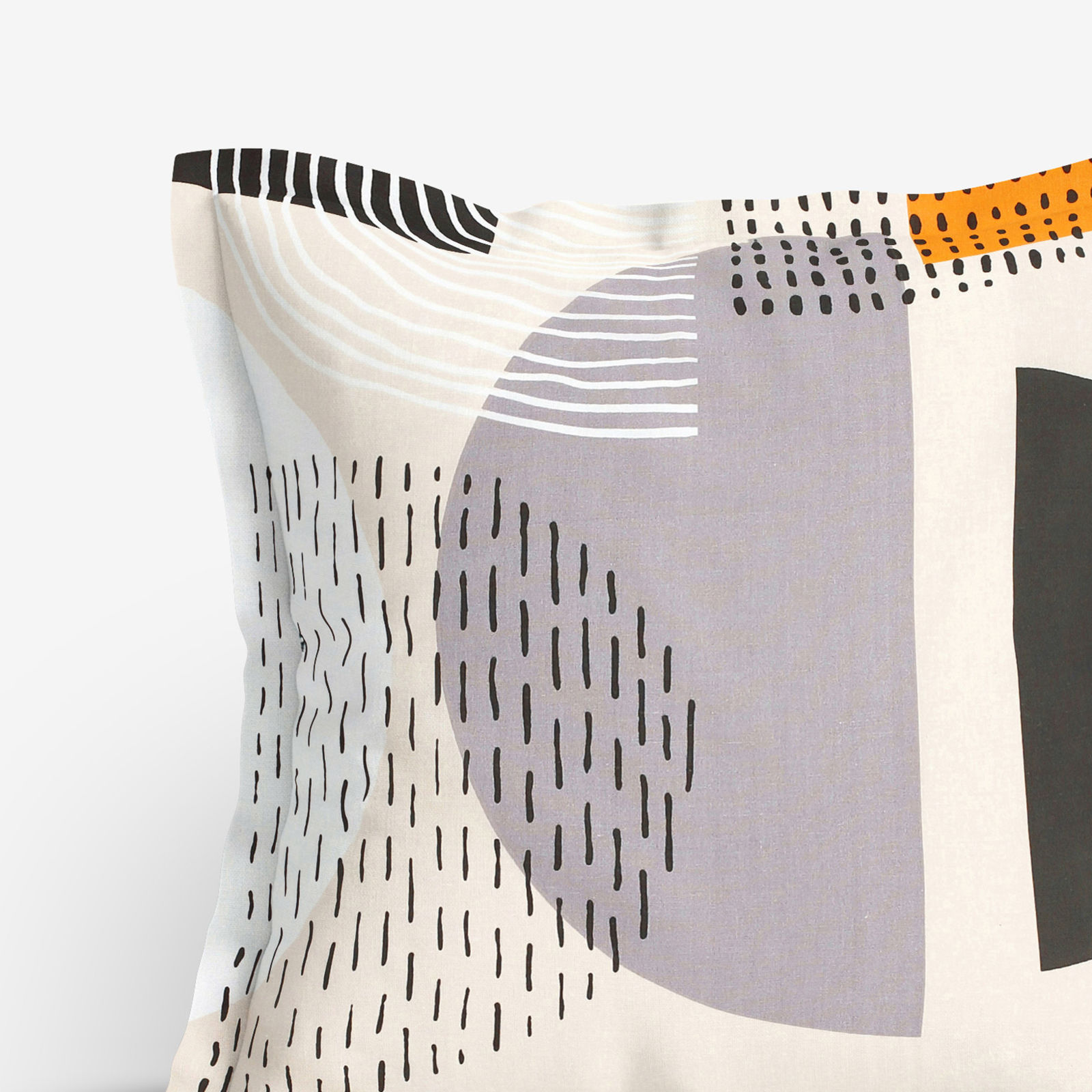 Bavlnená obliečka na vankúš s ozdobným lemom - farebné abstraktné tvary
