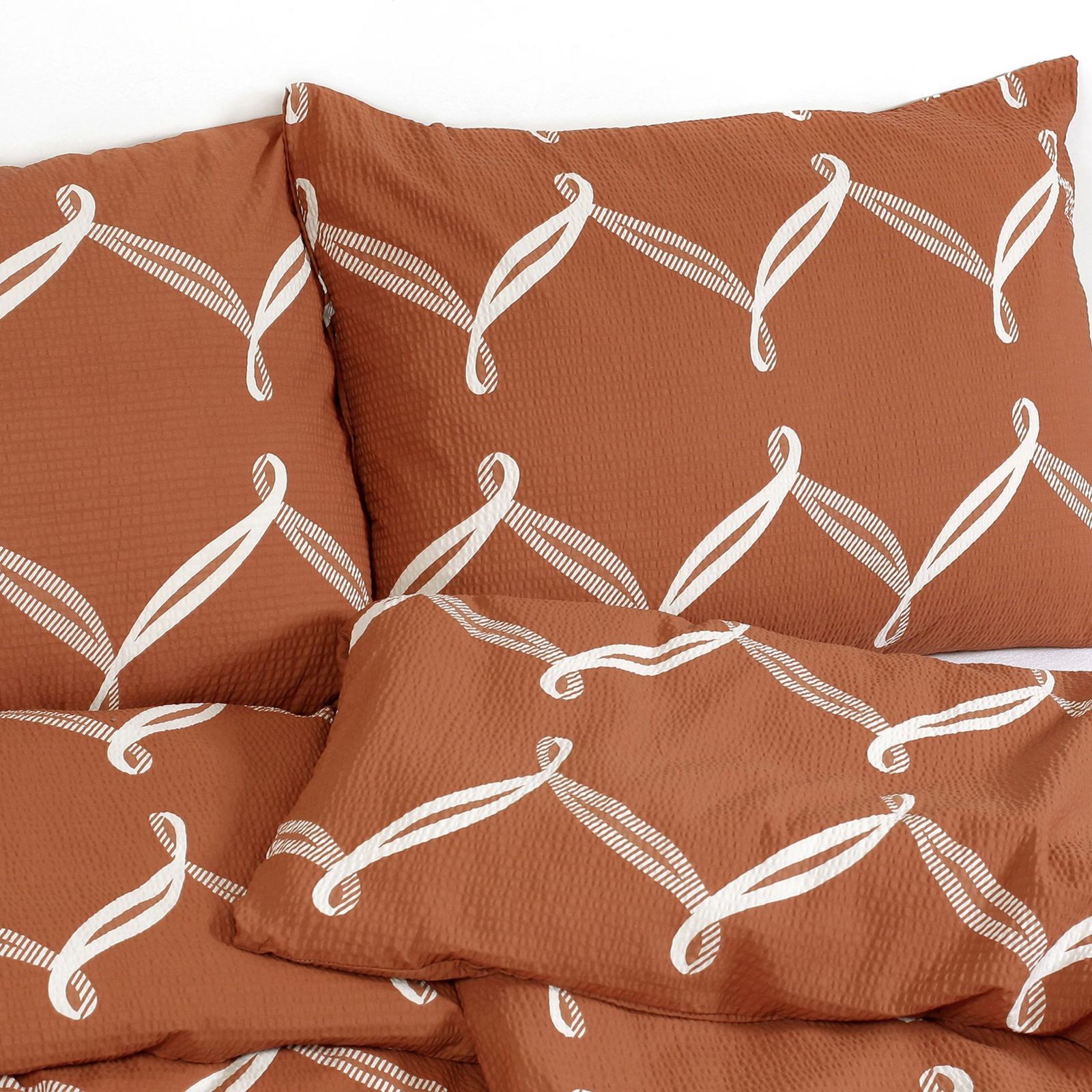 Krepové posteľné obliečky Deluxe - dizajnové laná na škoricovom