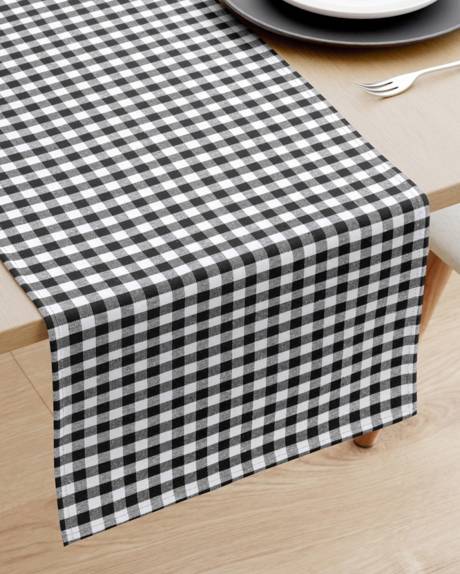 Behúň na stôl 100% bavlna - malé čierno-biele kocky