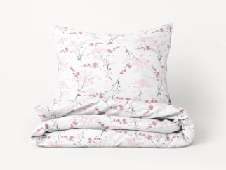 Flanelové posteľné obliečky - vzor 934 japonské kvety na bielom