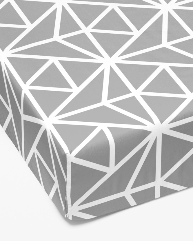 Bavlnená napínacia plachta - biele geometrické tvary na sivom