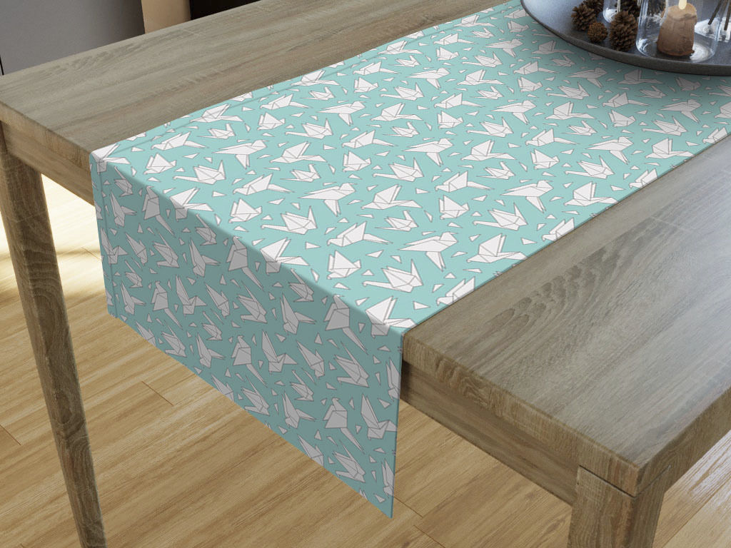 Behúň na stôl Loneta - origami na tyrkysovom