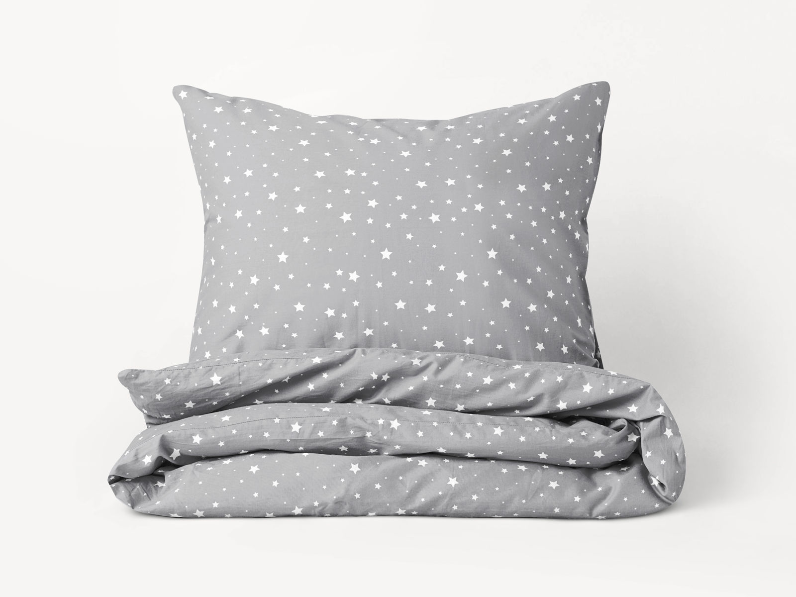 Bavlnené posteľné obliečky - drobné biele hviezdičky na sivom