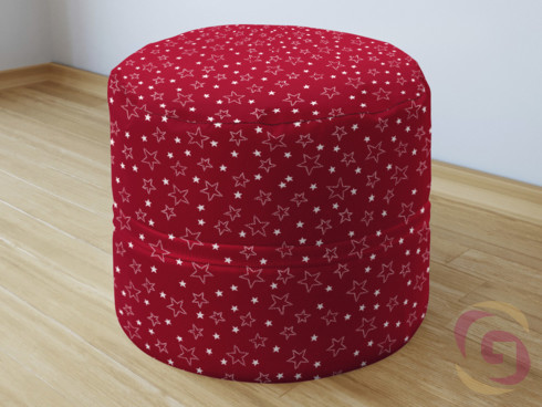 Bavlnený sedacie bobek - vzor biele hviezdičky na červenom