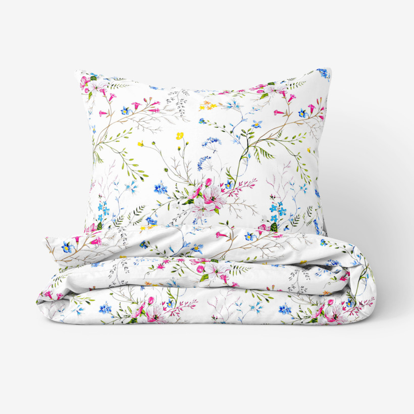 Bavlnené posteľné obliečky - maľované lúčne kvety