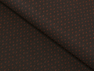 Bavlnené plátno SIMONA - vzor 958 malé hexagony na tmavo hnedom - metráž š. 140cm