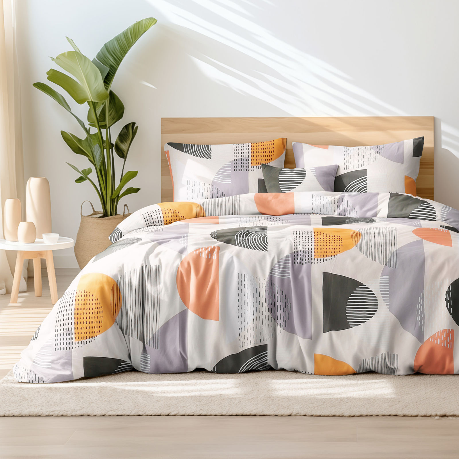 Bavlnené posteľné obliečky - farebné abstraktné tvary