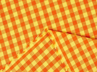 Bavlnený záves KANAFAS - vzor malé oranžovo-žlté kocky