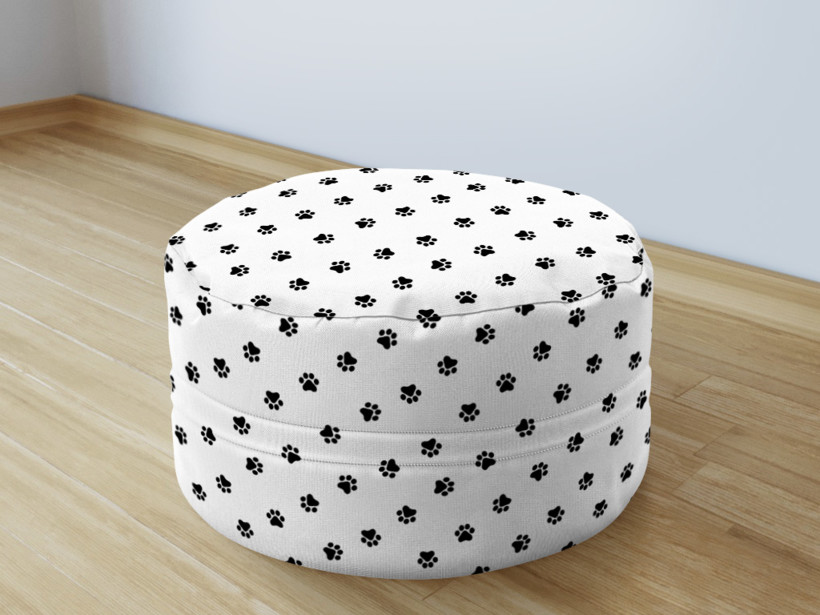Detský bavlnený sedacie bobek 50x20cm - čierne labky na bielom