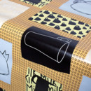 PVC obrusovina s textilným podkladom - vzor šálky a kanvice - metráž š. 140 cm