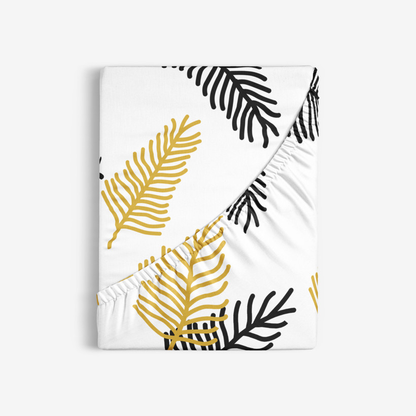 Bavlnená napínacia plachta - čierne a zlaté palmové listy