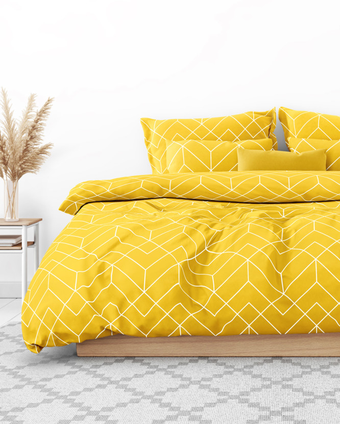 Bavlnené posteľné obliečky - mozaika na žltom