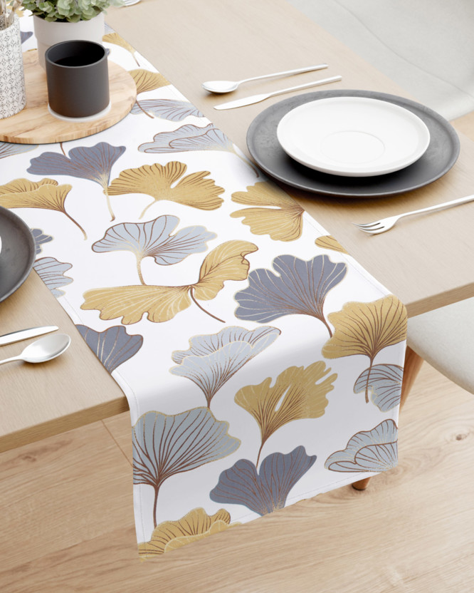 Behúň na stôl 100% bavlnené plátno - listy ginkgo