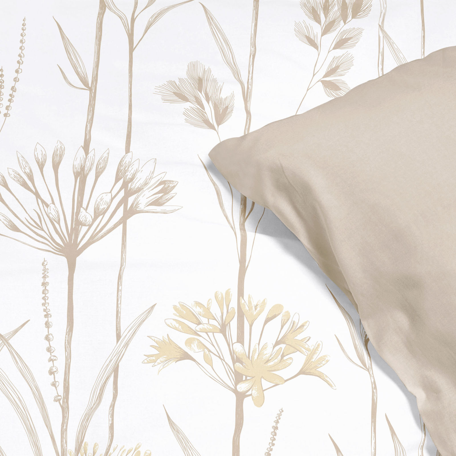 Bavlnené posteľné obliečky Duo - okrasné rastliny s latte