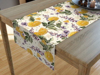 Dekoračný behúň na stôl LONETA - vzor pomaranče a kvety