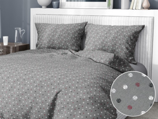 Bavlnené posteľné obliečky - vzor 948 farebné bodky na tmavo sivom
