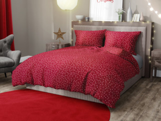 Bavlnené posteľné obliečky - vzor X-15 biele hviezdičky na červenom