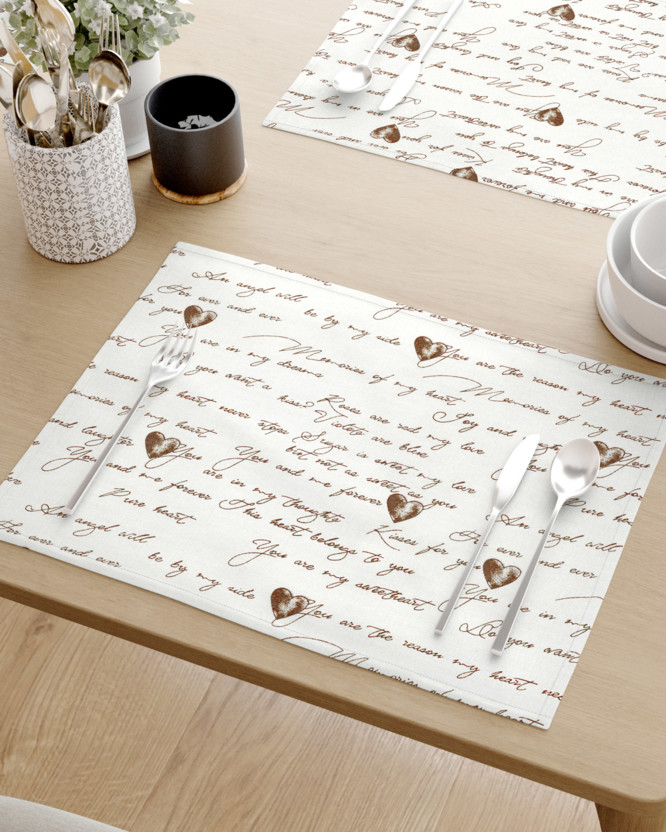 Prestieranie na stôl 100% bavlnené plátno - zamilované texty - sada 2ks
