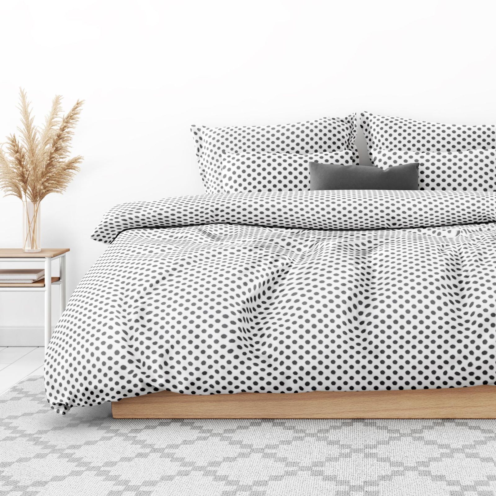 Bavlnené posteľné obliečky - sivé dizajnové bodky
