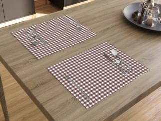 Bavlnené prestieranie na stôl - vzor hnedé a biele kocky - 2ks
