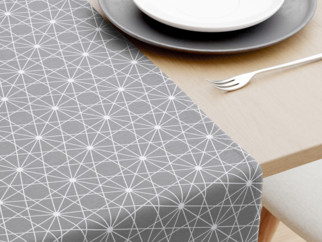 Dekoračný behúň na stôl LONETA - vzor biele línie na sivom