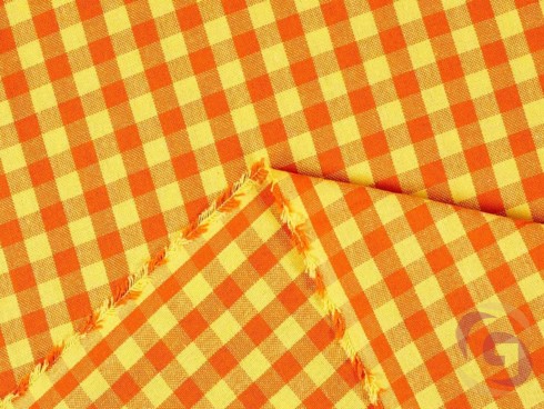 Bavlnený záves na mieru Kanafas - malé oranžovo-žlté kocky