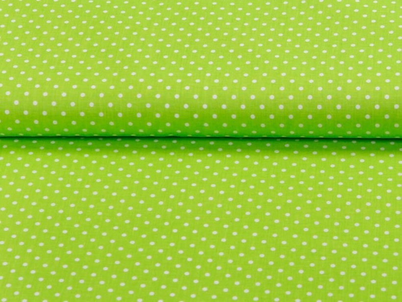 Bavlnené plátno - biele bodky na zelenom
