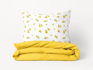 Bavlnené posteľné obliečky Duo - žlté kvety so žltou