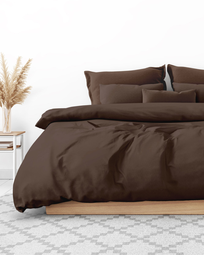 Bavlnené posteľné obliečky - tmavo hnedé