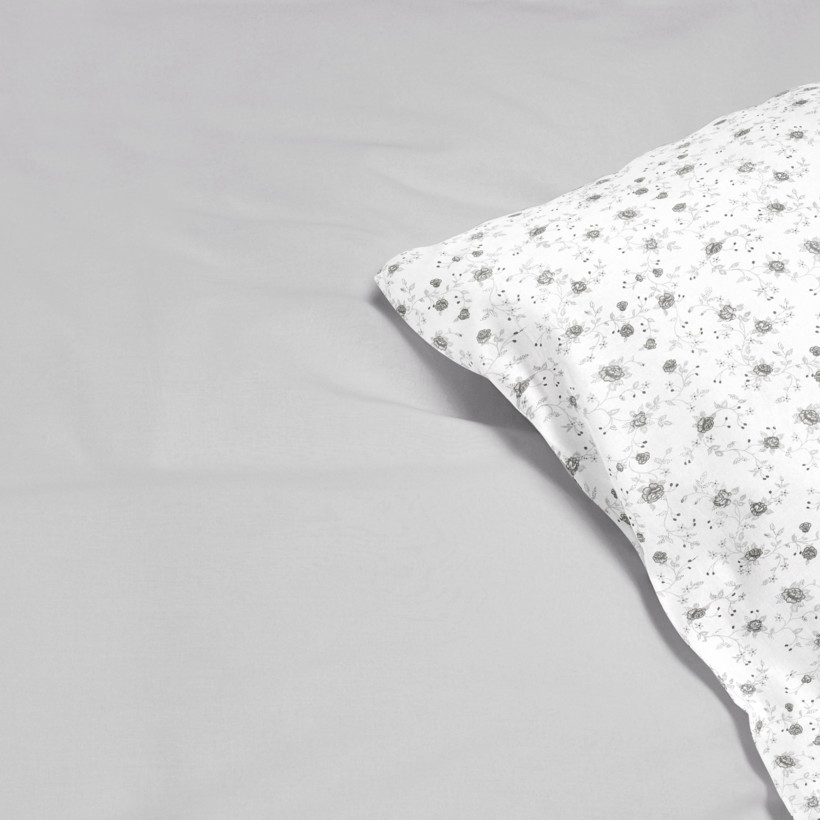 Bavlnené posteľné obliečky Duo - sivé ružičky so svetlo sivou