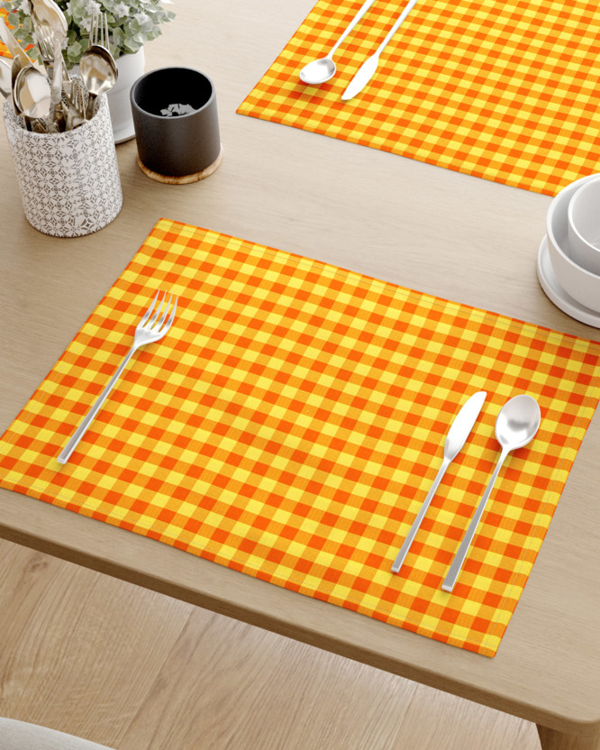 Prestieranie na stôl 100% bavlna - malé oranžovo-žlté kocky - sada 2ks