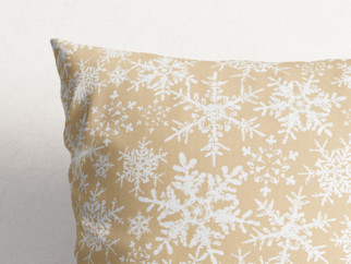 Vianočná bavlnená obliečka na vankúš - vzor snehové vločky na zlatom
