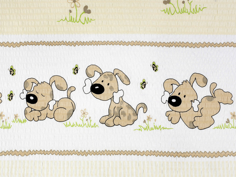 Bavlnený krep - psíkovia s kostičkou