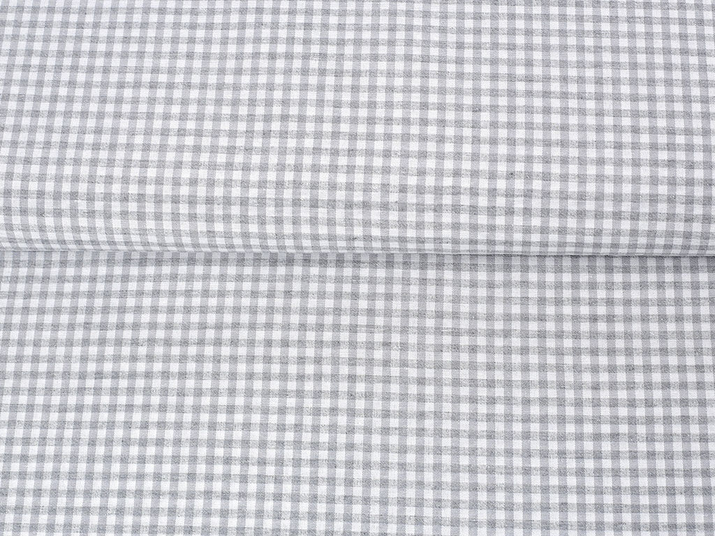 Dekoračná látka Menorca - malé sivé a biele kocky