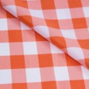 Polyesterová látka - kocky bielo-oranžové - šírka 150 cm