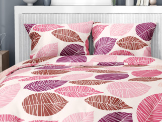 Bavlnené posteľné obliečky - vzor 1011 ružové a vínové listy