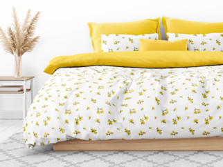 Bavlnené posteľné obliečky Duo - žlté kvety so žltou