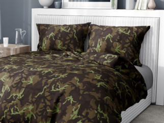 Bavlnené posteľné obliečky - vzor 1078 hnedý maskáčový