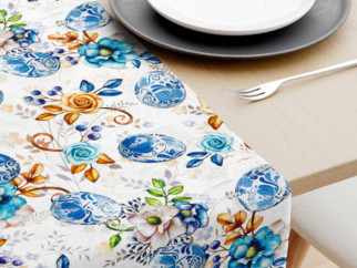 Veľkonočný behúň na stôl Loneta - maľované modré kraslice