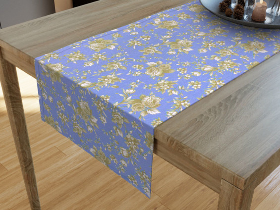 Behúň na stôl Mestral - kvety na modrom
