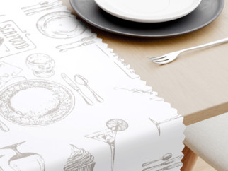 Teflónový behúň na stôl - kuchynský riad na bielom