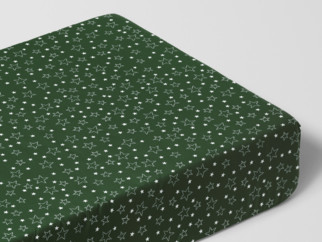 Bavlnená napínacia plachta - vzor biele hviezdičky na zelenom