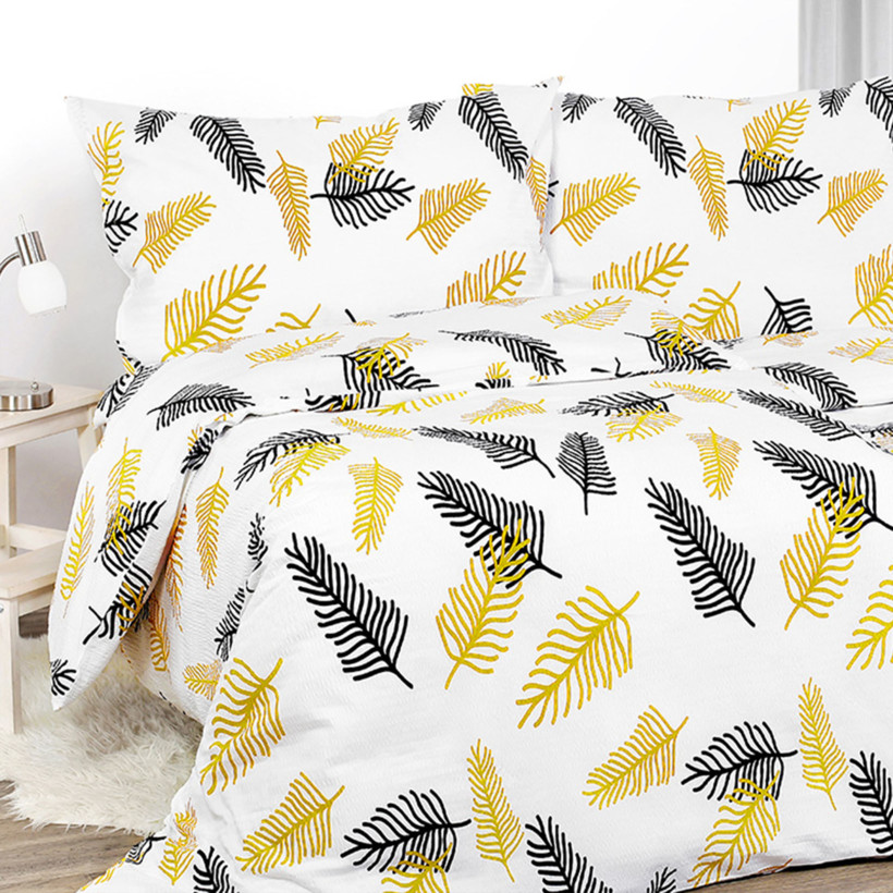 Krepové posteľné obliečky Deluxe - čierne a zlaté palmové listy